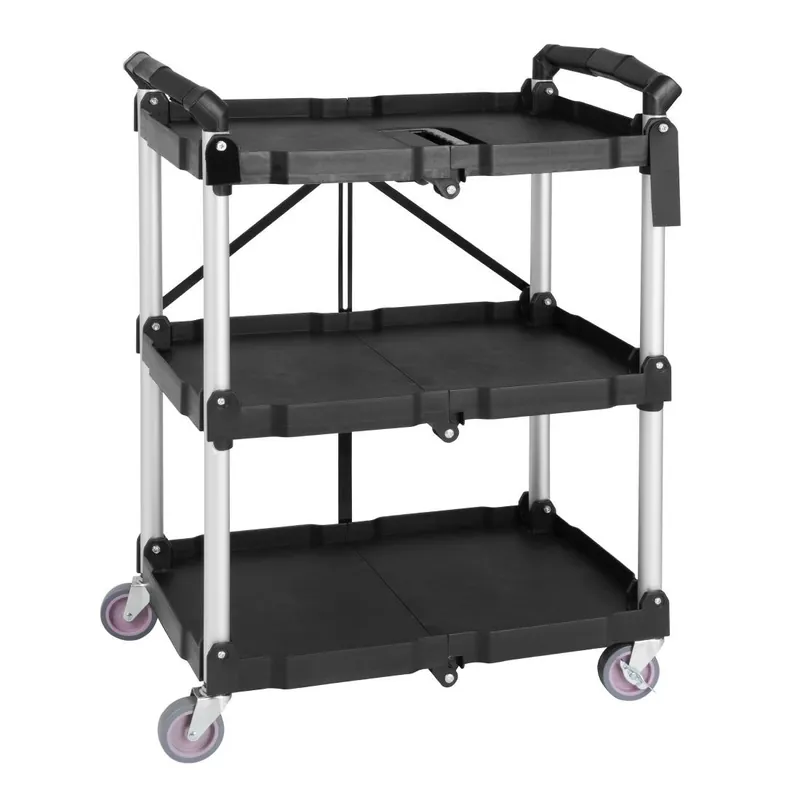 Vogue 3-laags opvouwbare trolley zwart klein Lage Prijs