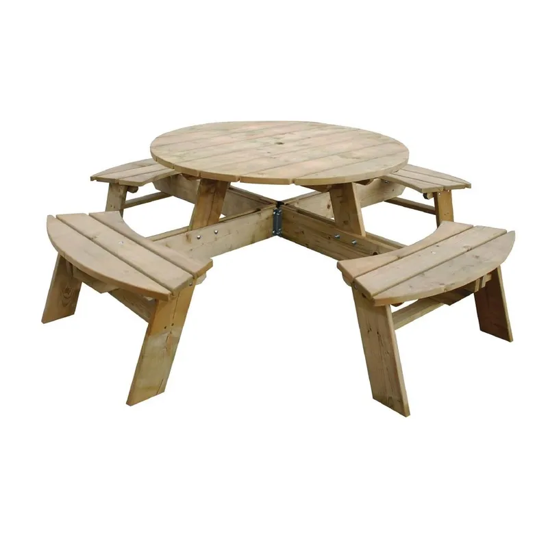 Rowlinson ronde houten picknicktafel 200(Ø)cm Meest Verkocht