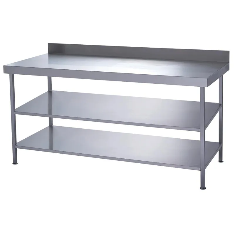Parry volledig gelaste RVS wandtafel 2 onderplanken 1800x600mm Gereduceerde Prijs