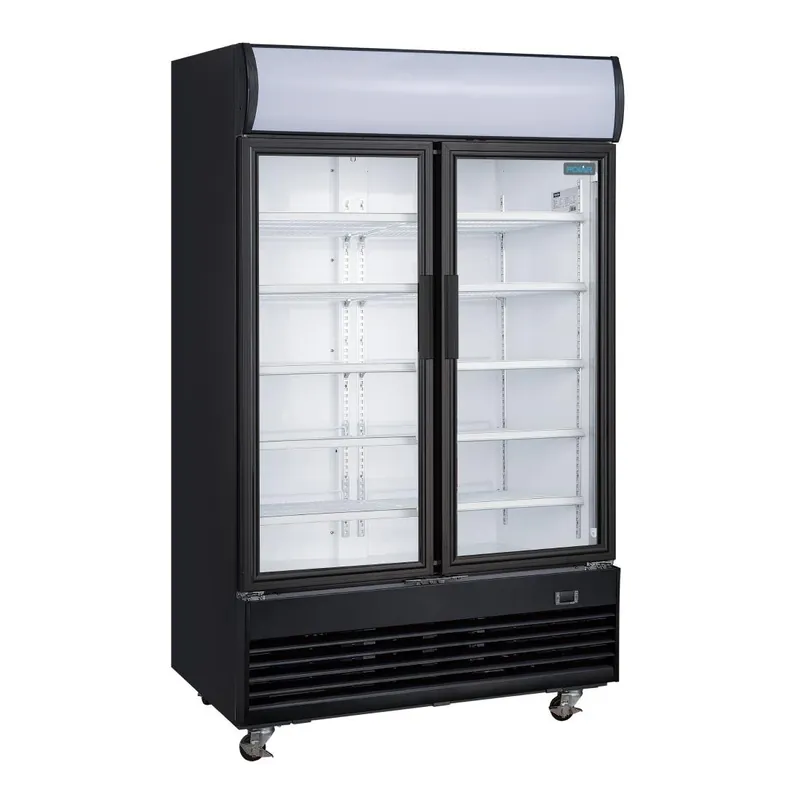 Gecertificeerd Polar G-Serie Rechtopstaande Scharnierdeur Display Koeling met Lichtbak 950Ltr Zwart