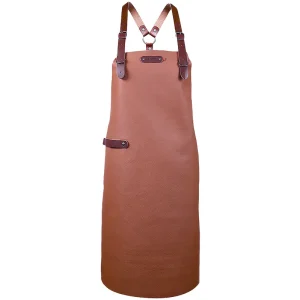 Leren schort met schouderbanden - 82cm lengte - Cognac Uitverkoop