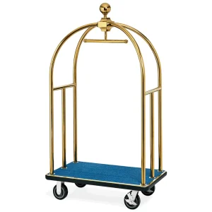 Hotel bagagetrolley goudkleurig - Legplank blauw - 112x61x186cm Superprijs