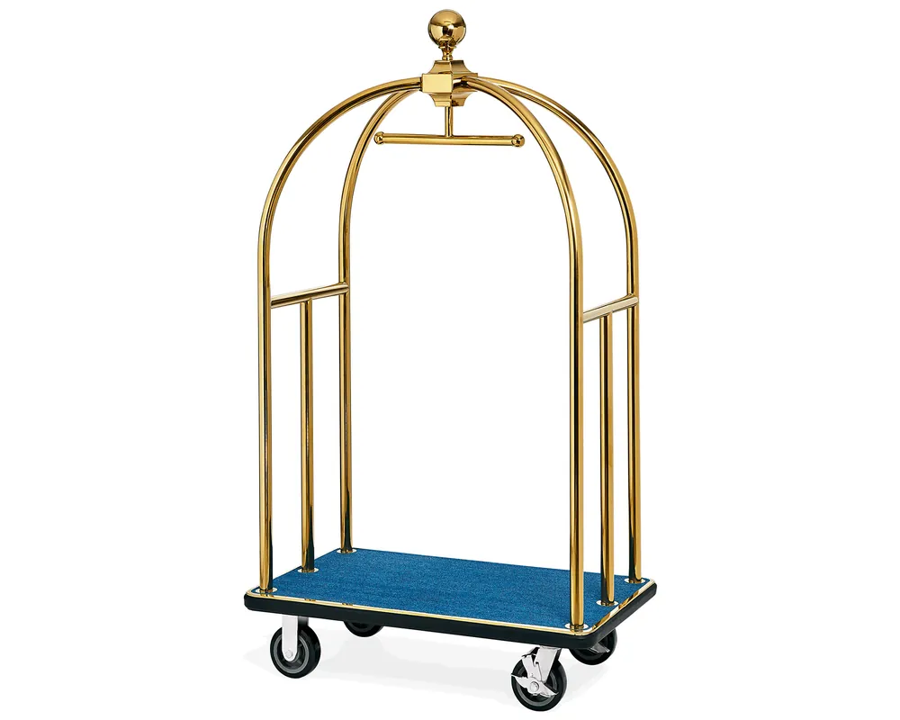 Hotel bagagetrolley goudkleurig - Legplank blauw - 112x61x186cm Superprijs