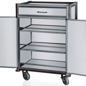 Koopje Minibar trolley - Aluminiumlook - 84x60x135cm