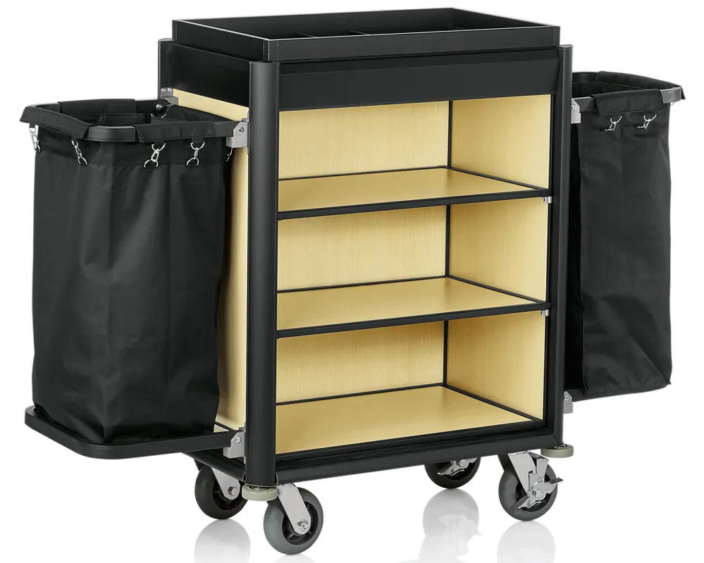 Dagaanbieding Huishoudwagen - aluminium en MDF houtlook - 41 kg