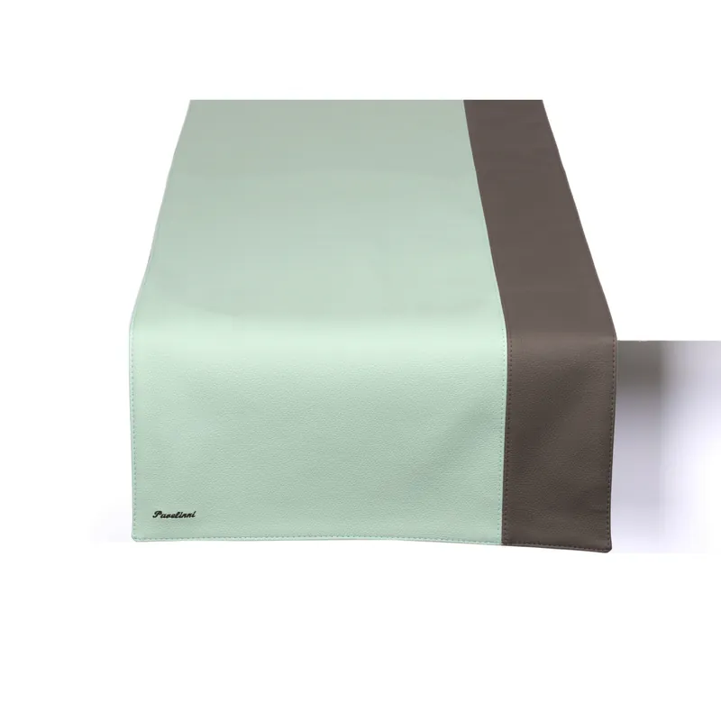 Koop Vandaag Leren Tafelloper Stripe Dubbelzijdig 450x1200mm blauw