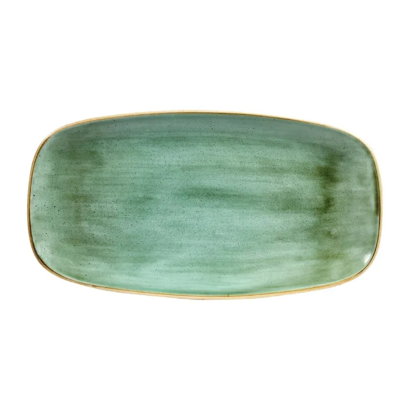 Churchill Stonecast Samphire Green chefs ovaal bord 35.2 x 18.7 cm pak van 6 Flitsaanbieding