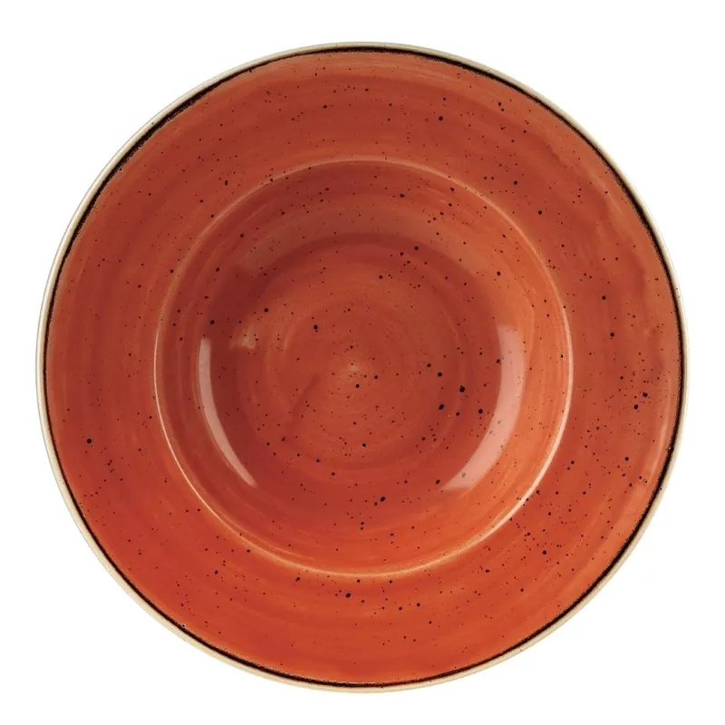 Gereduceerde Prijs Churchill Stonecast Spiced Orange kom met brede rand Large 27.69 cm pak van 12