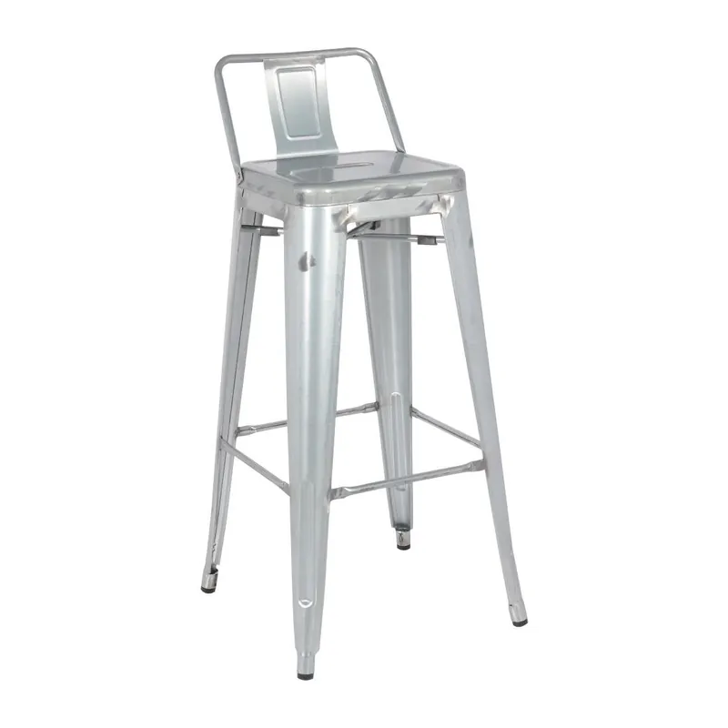 Bolero bistro hoge kruk van staal met rugleuning (4 stuks) Hete Deal