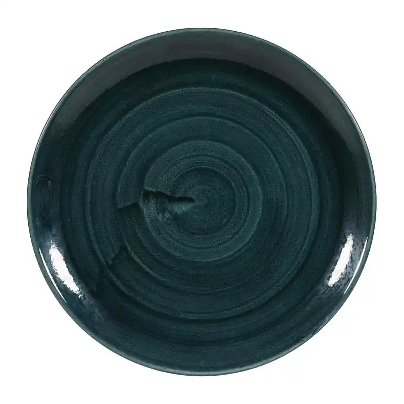Seizoensaanbieding Churchill Stonecast Patina Rustic Teal Evolve coupe bord 28.6 cm pak van 12