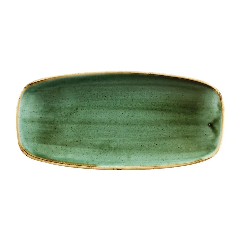 Goedkoop Churchill Stonecast Samphire Green chefs ovaal bord 27 x 12.7 cm pak van 12