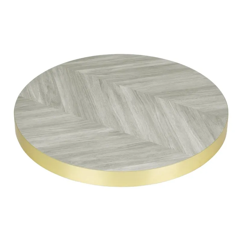 Aanbieding Bolero voorgeboord rond tafelblad chevron design 600mm