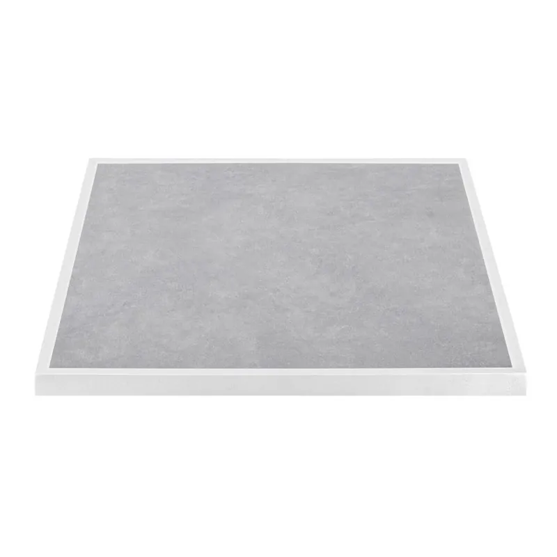 Bolero tafelblad van gehard glas met lichtgrijs steeneffect en witte rand 700 mm voor buiten Beperkte Voorraad
