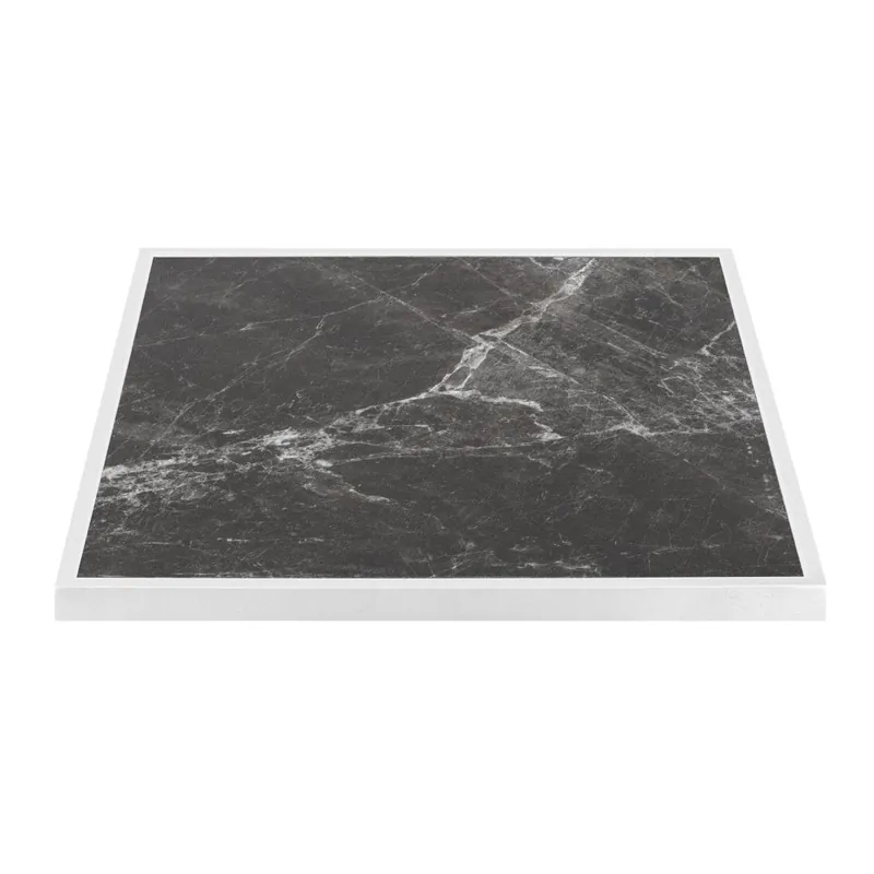 Bolero tafelblad van gehard glas voor buiten, donker granieteffect, witte rand 700 mm Nu Kopen