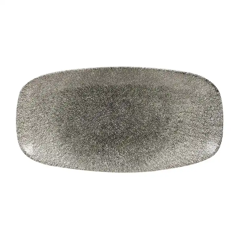 Koop Online Churchill Raku Quartz Black chefs ovaal bord 29.8 x 15.2 cm pak van 12