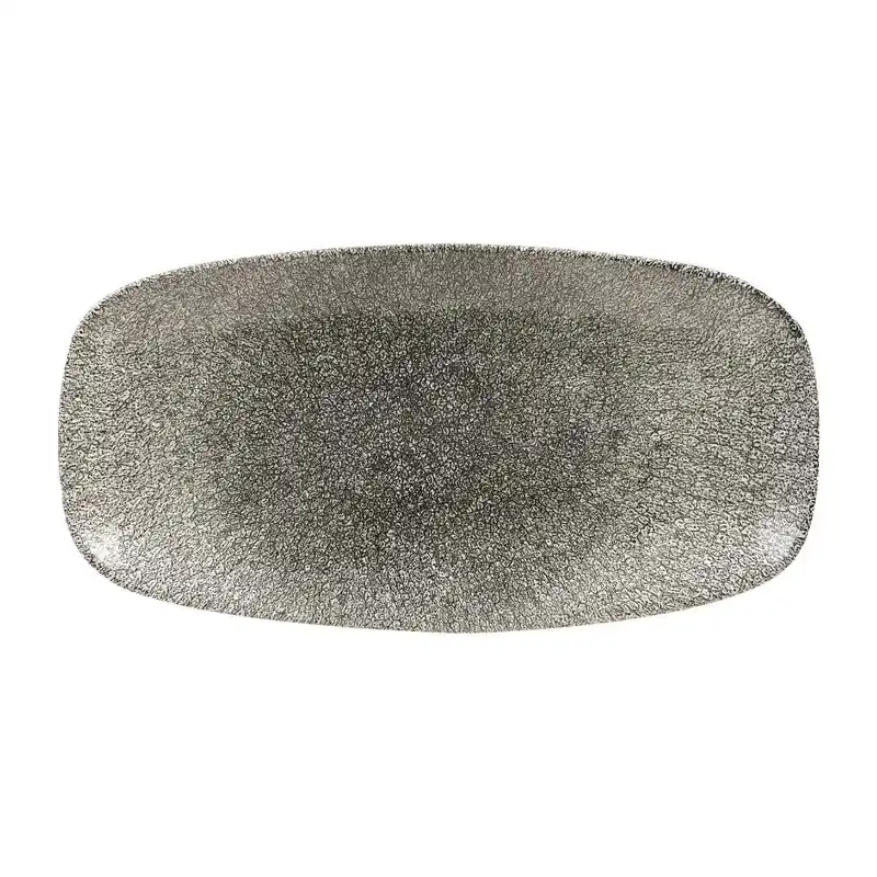Churchill Raku Quartz Black chefs ovaal bord 35.2 x 18.7 cm pak van 6 Koopje