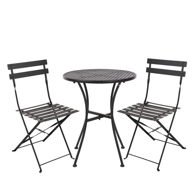 Voordeelprijs Bolero stalen tuinset zwart (tafel en twee stoelen)