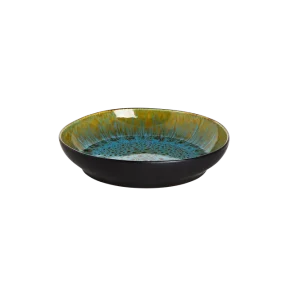 Laatste Versie Bord diep Lotus 21 cm Turquoise Zwart Stoneware
