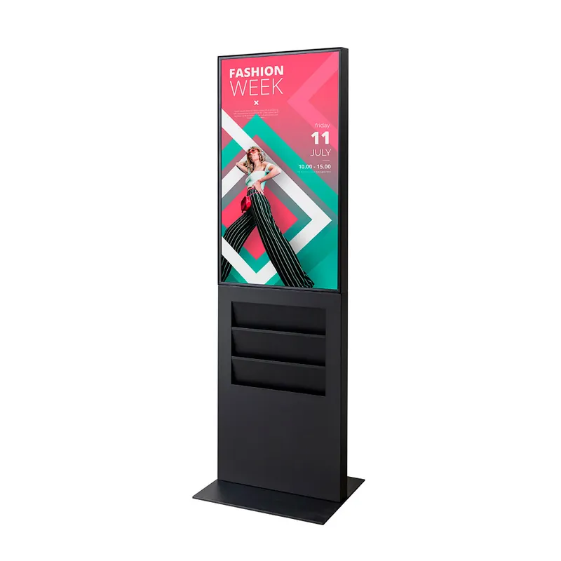 Digitale Smart Line Totem Rack 6 x A4 Met 43" Samsung Scherm Zwart Voordeelprijs
