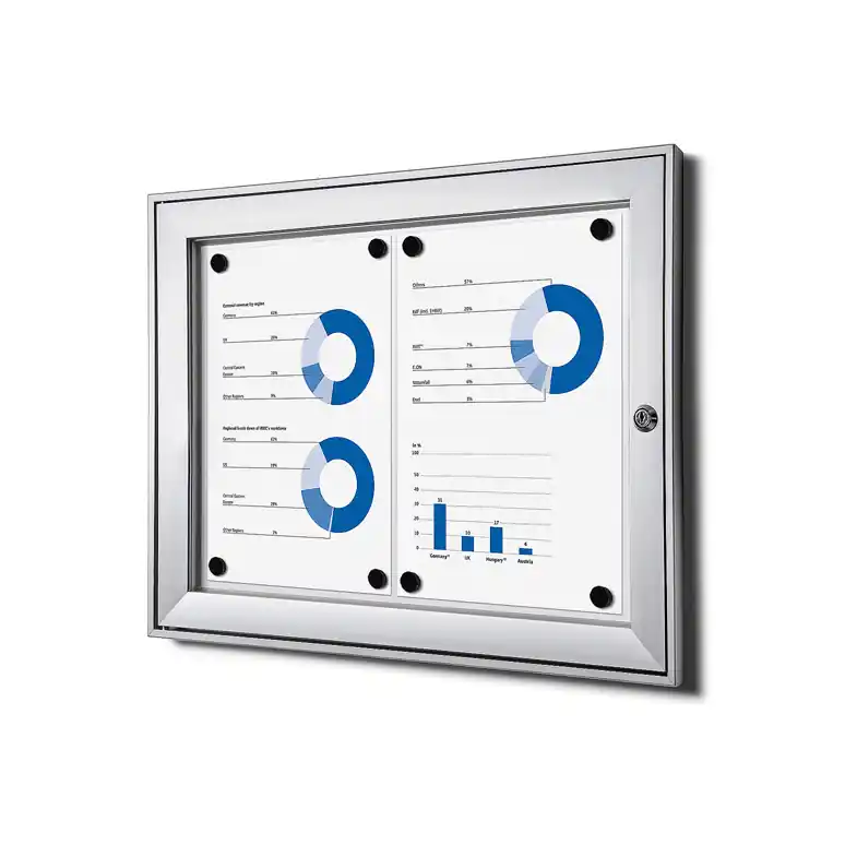 Vergrendelbaar Notitiebord Indoor Zilver 2x A4 Betrouwbaar