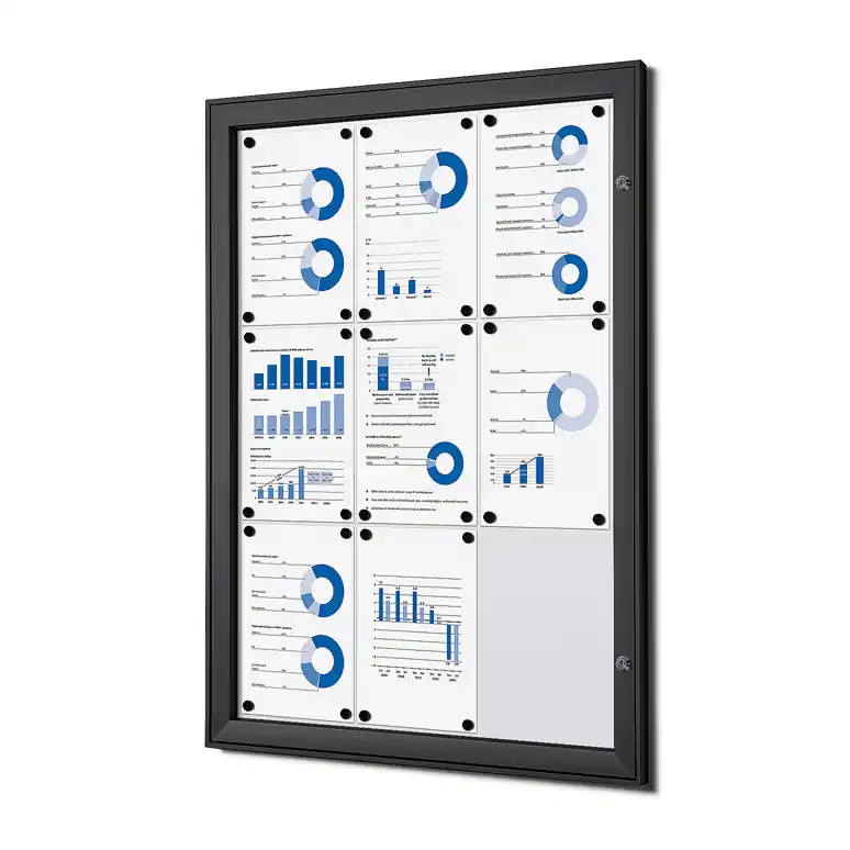 Direct Beschikbaar Vergrendelbaar Notitiebord Indoor Zwart 9x A4