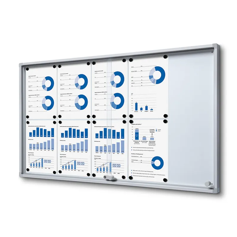 Premium Indoor Vergrendelbaar Notitiebord Met Schuifdeuren Slim met Veiligheidshoeken 10 x A4