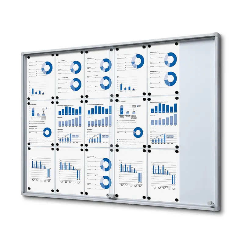 Indoor Vergrendelbaar Notitiebord Met Schuifdeuren Slim met Veiligheidshoeken 18 x A4 Koopje