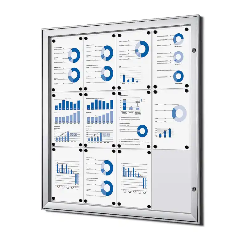 Vergrendelbaar Notitiebord Indoor Zilver 12x A4 Dagaanbieding