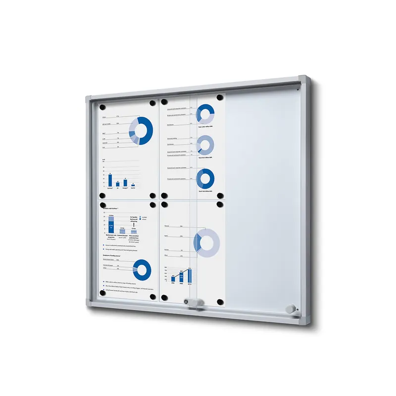 Indoor Vergrendelbaar Notitiebord Met Schuifdeuren Slim met Veiligheidshoeken 6 x A4 Merkproduct
