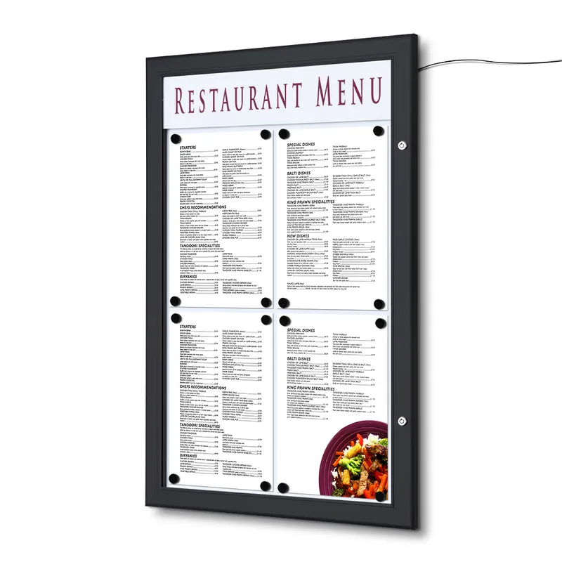 Rechtstreeks Van De Fabrikant Outdoor Menubord LED Verlicht Met Logo Paneel 4x A4 Staand