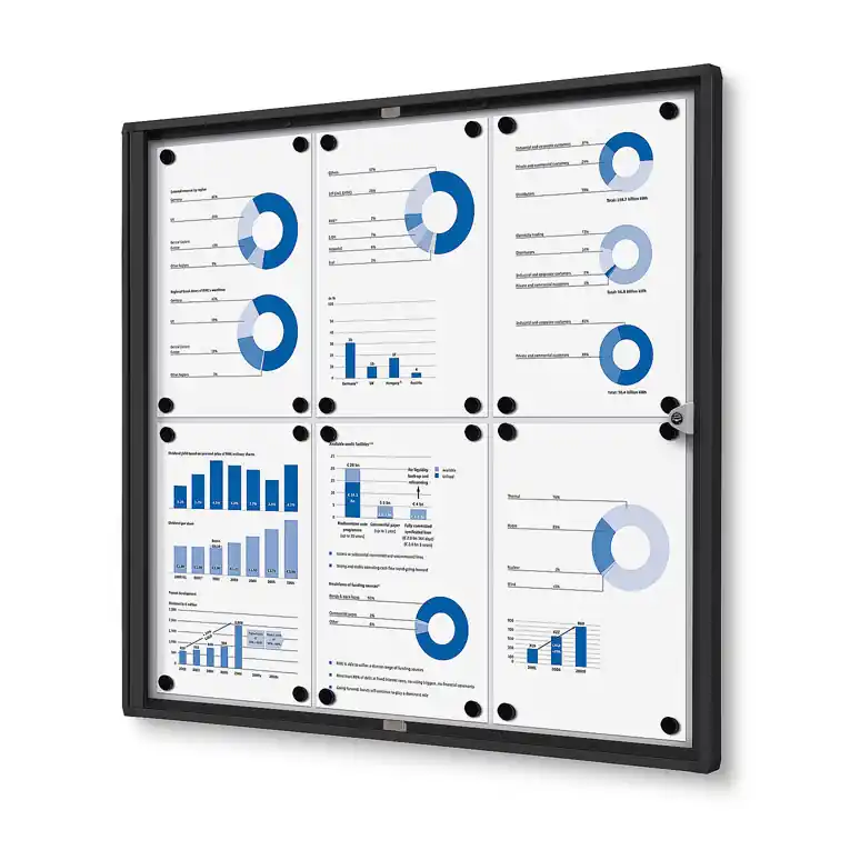 Direct Verzonden Vergrendelbaar Notitiebord Indoor Economy Zwart 6x A4