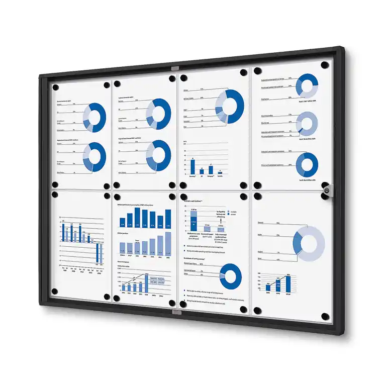 Vergrendelbaar Notitiebord Indoor Economy Zwart 8x A4 Superprijs