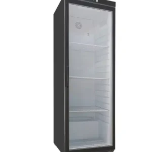 Gastro-Inox zwart stalen koeling 400 liter met glasdeur, statisch gekoeld met ventilator Dagaanbieding