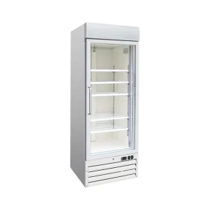 Seizoensaanbieding Gastro-Inox wit stalen display koeling 600 liter met glasdeur, geforceerd gekoeld
