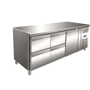 Alleen Vandaag Gastro-Inox RVS GN koelwerkbank met 1 deur en 4 laden, geforceerd gekoeld