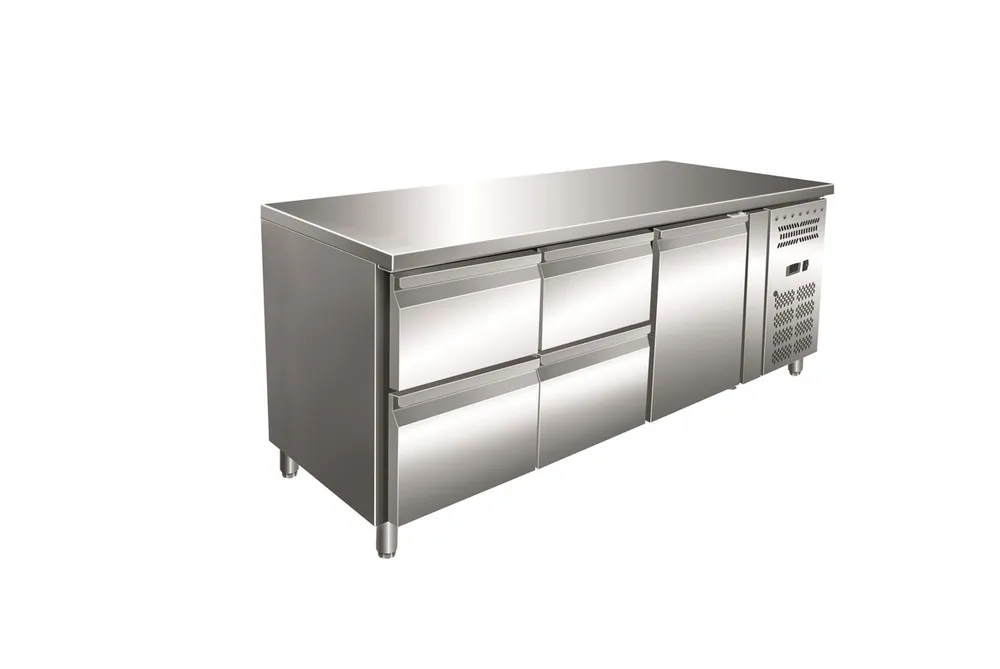 Alleen Vandaag Gastro-Inox RVS GN koelwerkbank met 1 deur en 4 laden, geforceerd gekoeld