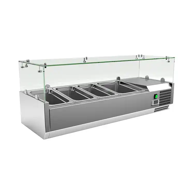 Korting Gastro-Inox RVS opzetkoelvitrine 3x GN 1/3 + 1x GN 1/2