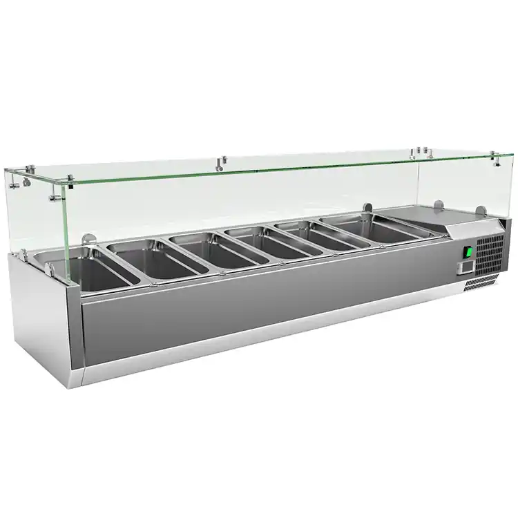 Populair Gastro-Inox RVS opzetkoelvitrine 5x GN 1/3 + 1x GN 1/2