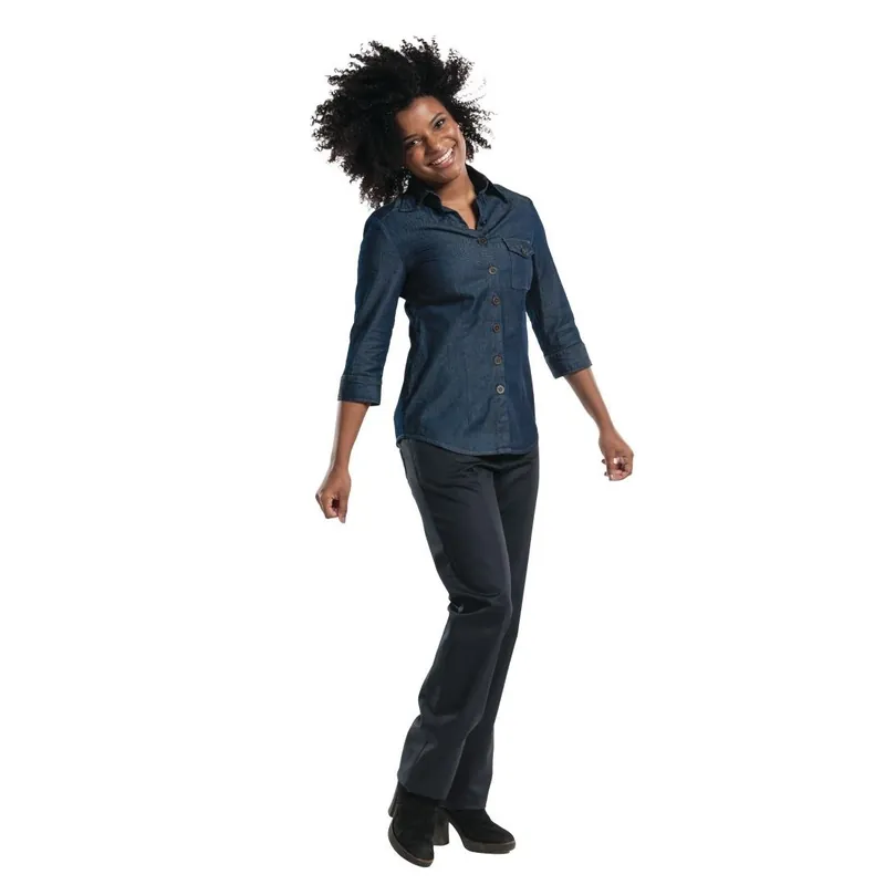 Lage Prijs Chaud Devant Blue Denim Stretch dames blouse 3kwart mouw XS