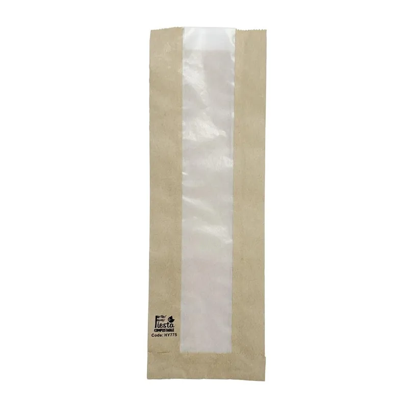 Fiesta Composteerbare Baguettezakken met Glasine Venster 300x100x60mm (1000 stuks) Betaalbaar
