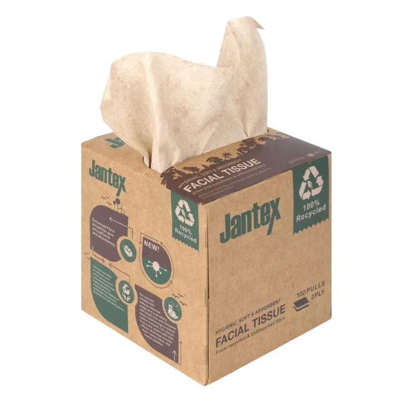 Jantex Groen 100% Gerecyclede Gezichtsdoekjes Kubus 100 Vel (36 Pak) Dagaanbieding