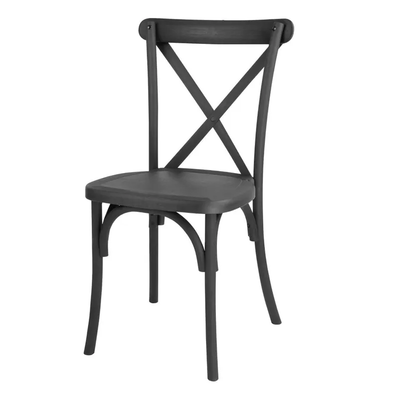 Bolero Manhattan Cross-Back Kunststof Stoelen Zwart (Set Van 4) Lage Kosten