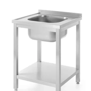 Spoeltafel met plank – geschroefd - diepte 600 mm - Profi Line - Gecentreerd - 600x600x(H)850mm Actieprijs