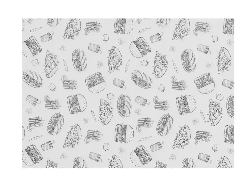 Vestbestendig papier - Illustratie fast-food patroon - 500 st. - 250x350mm Voordeelprijs