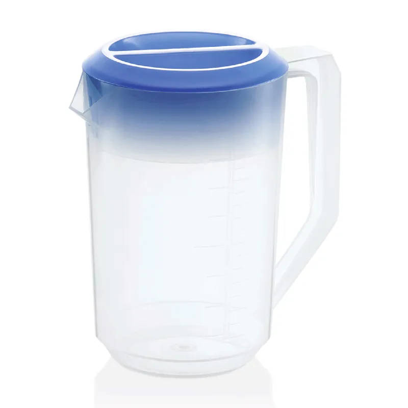 Kan met blauw deksel - 1,8 ltr. - schaalverdeling 100 ml - polypropyleen Snelle Levering