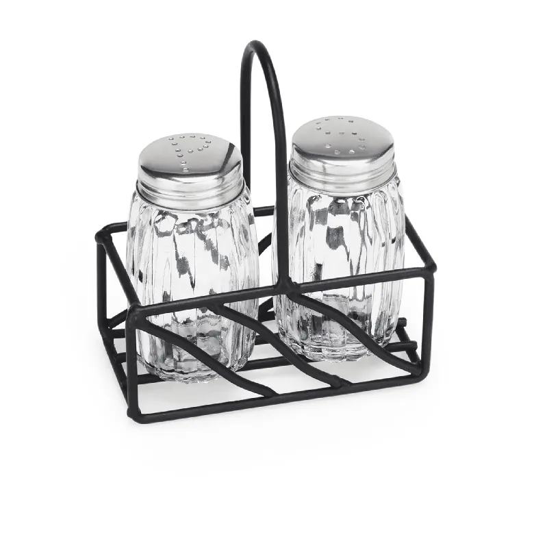 Direct Beschikbaar Kruidenrek 2-delig - zout & peper - 9,5 x 5 cm - roestvrij staal - staal - glas