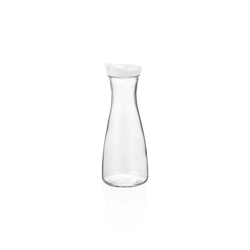 Voordeelprijs Karaf met wit deksel - 1,0 ltr. - Ø 10 cm - kunststof - glas