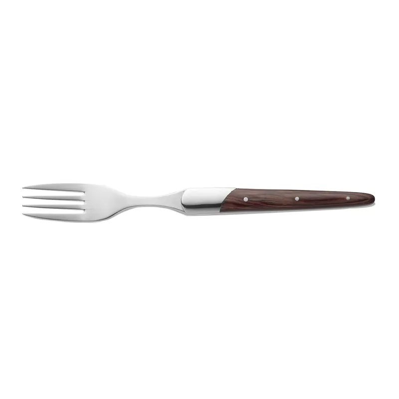Steakvork set CARLOS met rood pakkahouten handvat - set van 6 stuks - lemmetstaal 420 - hout Rechtstreeks Van De Fabrikant