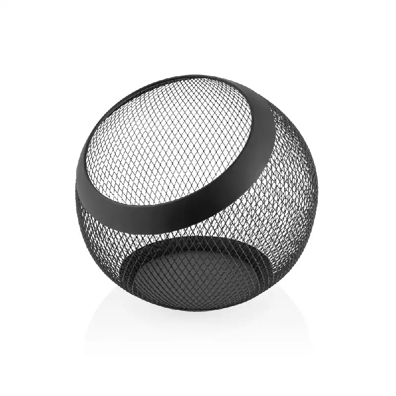Mand - Ø 24 cm - hoogte 24 cm - zwart gepoedercoat - metaal Gereduceerde Prijs