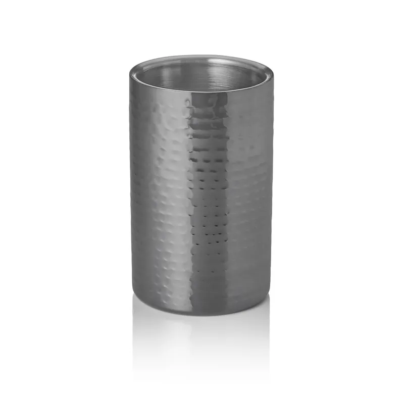 Flessenkoeler - Ø 12 cm - hoogte 19 cm - gehamerd - gun metal - dubbelwandig - chroomnikkelstaal Koop Online